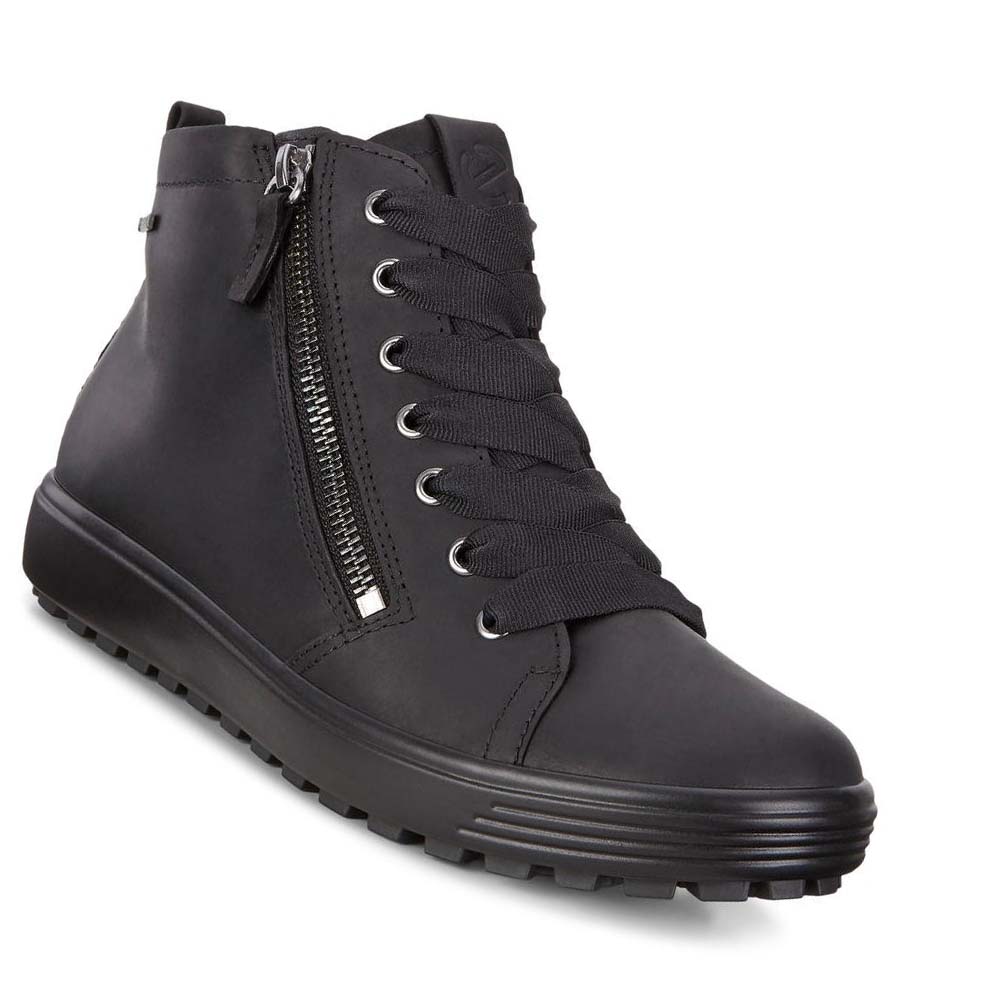 Women's Ecco Soft 7 Tred Gtx Hi Sneakers Black | Canada 246QMA